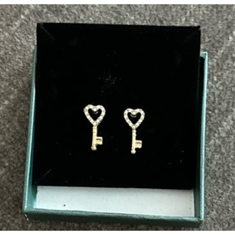 Key to My Hearts Heart Shapes Key Stud Earrings